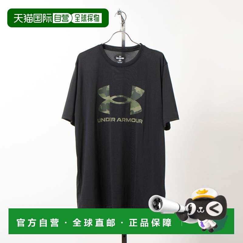 日本直邮UA 男装短袖T恤 迷彩黑 大Logo 1384797安德玛速干运动