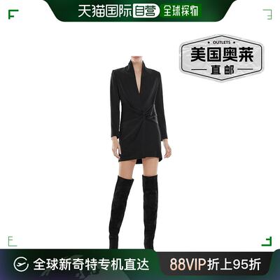 halstonParis 女士缎面迷你鸡尾酒会和派对礼服 - 黑色 【美国奥