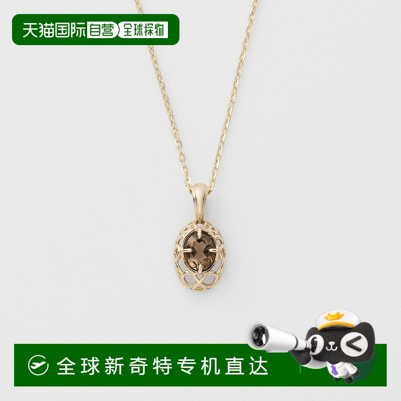 日潮跑腿Agete阿卡朵 【四月生日石】 K10烟熏水晶石项链 gold FF