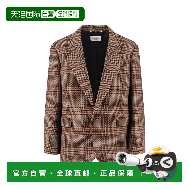 1h可退 香港直邮Saint Laurent 圣罗兰 女士 威尔士王子羊毛夹克