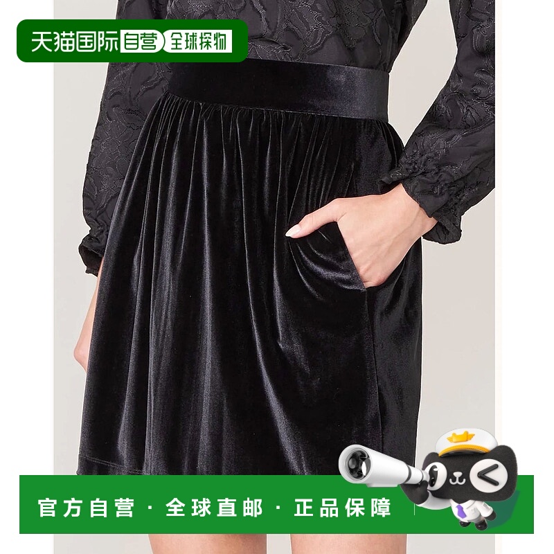 自营 spartina 449Gianna Stretch Velvet Skirt In Black - blac