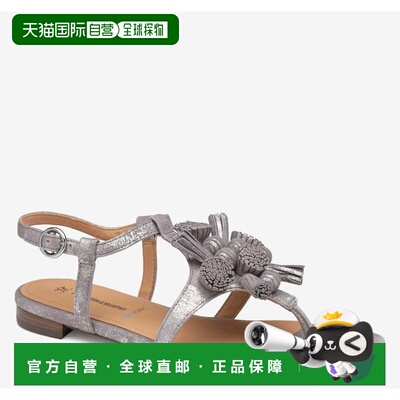 自营Johnston & Murphy Lilly流苏丁字裤女士银色金属拖鞋ZOGG177