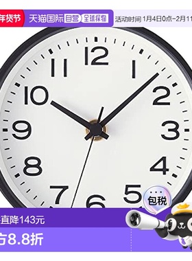 日本直邮muji無印良品小型挂钟带支架黑色W124xD54xH130mm
