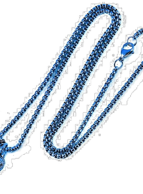 自营 crucible坩埚洛杉矶蓝色不锈钢 12 毫米骷髅项链 24 英寸 3