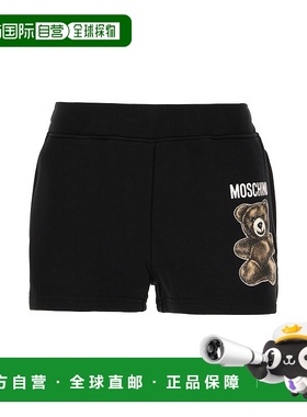 1h可退 香港直邮Moschino 莫斯奇诺 女士 黑色棉质短裤 251E03270