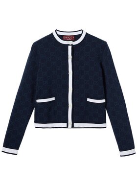 GUCCI 女士夹克 836304XKE0P4137 SS2025 蓝色 GG 细棉提花开衫