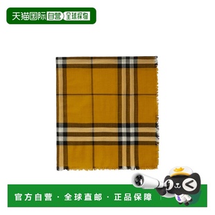 棕色 香港直邮BURBERRY AW2024 80907301 格纹羊毛围巾 女士围巾