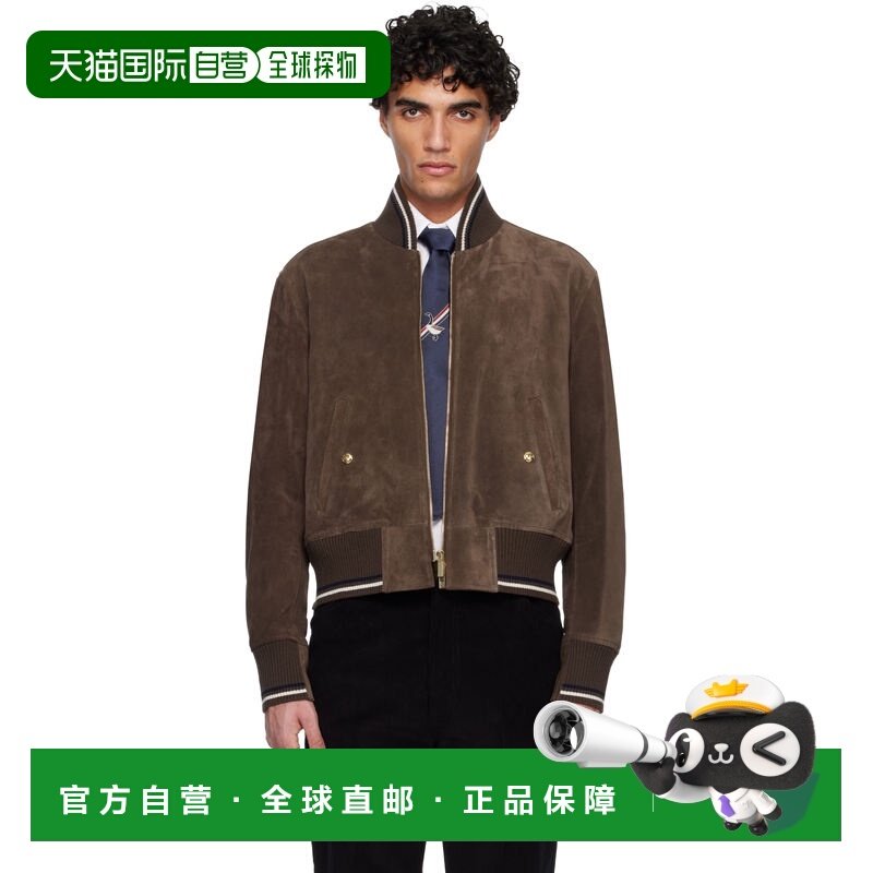 1h可退 香港直邮Thom Browne 汤姆 布朗 男士 棕色绒面革夹克 MJO