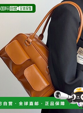 日本直邮florge 翻盖双口袋皮革质感波士顿包/托特包 [FL8218AW07