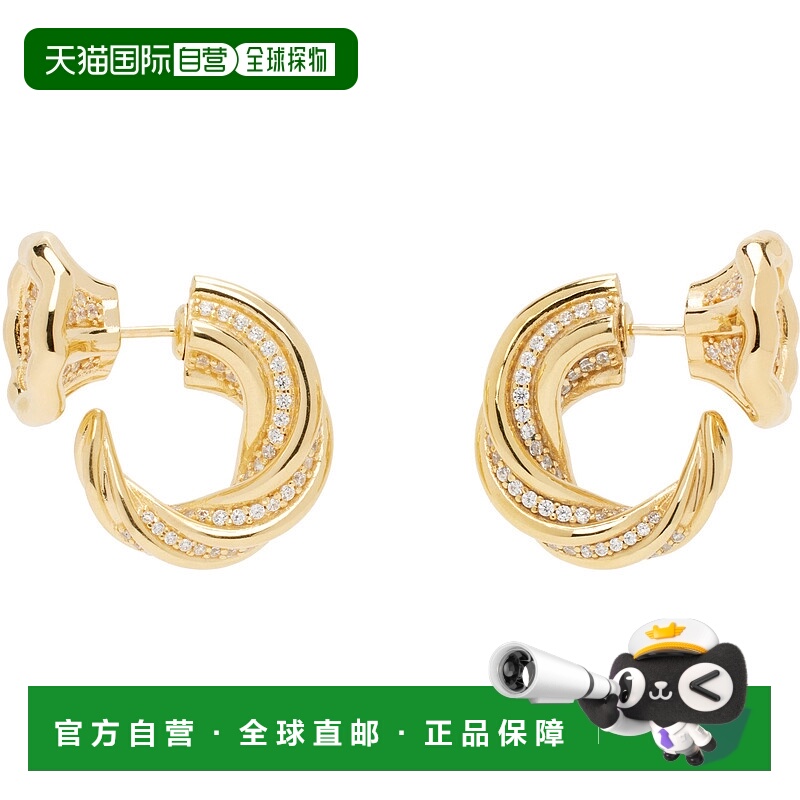 香港直邮潮奢 Bottega Veneta 葆蝶家 女士 金色 Knot 耳环 80464