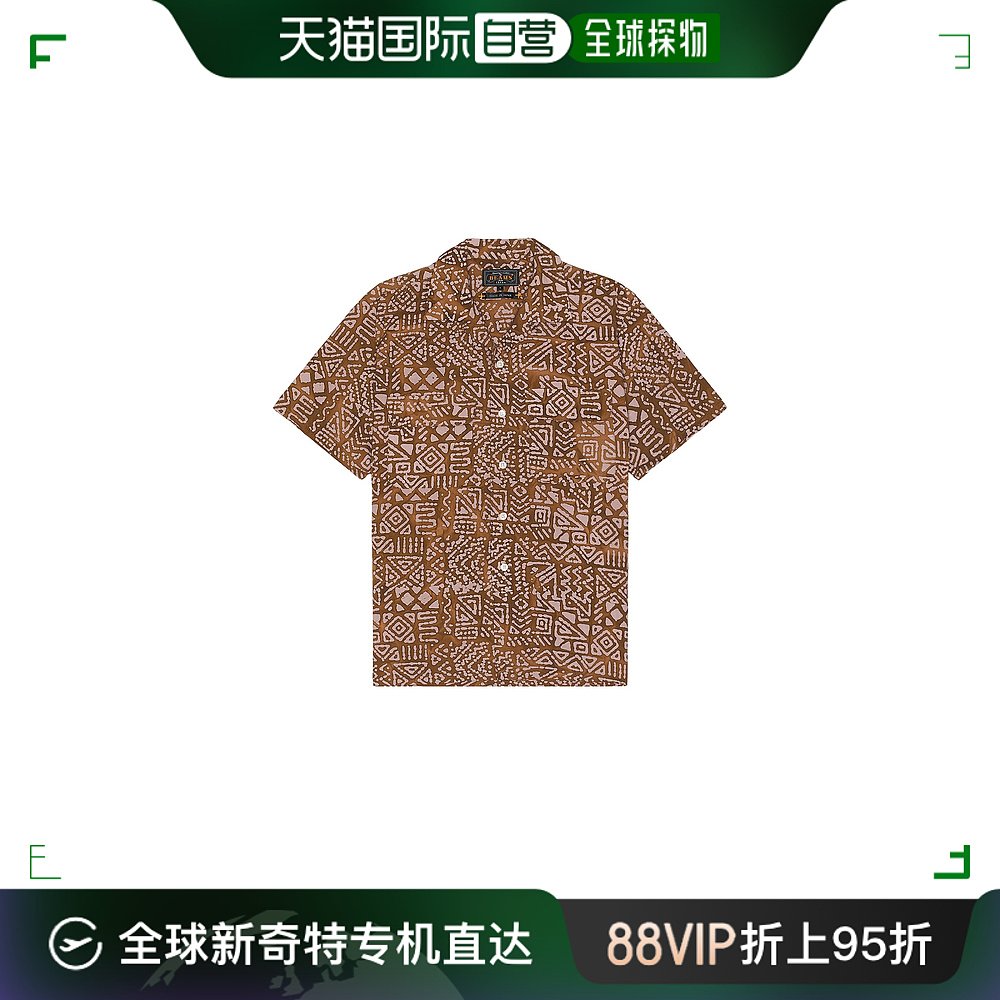香港直邮潮奢 BEAMS PLUS男士开襟领蜡染印花衬衫 3801-0111-13