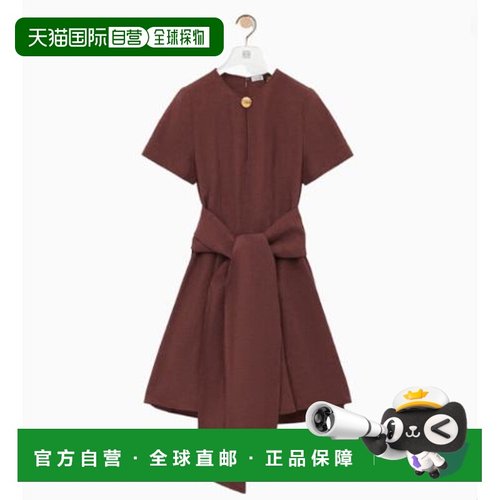 1h可退 香港直邮LOEWE 罗意威 女士 粘胶纤维和亚麻连衣裙 S616Y0
