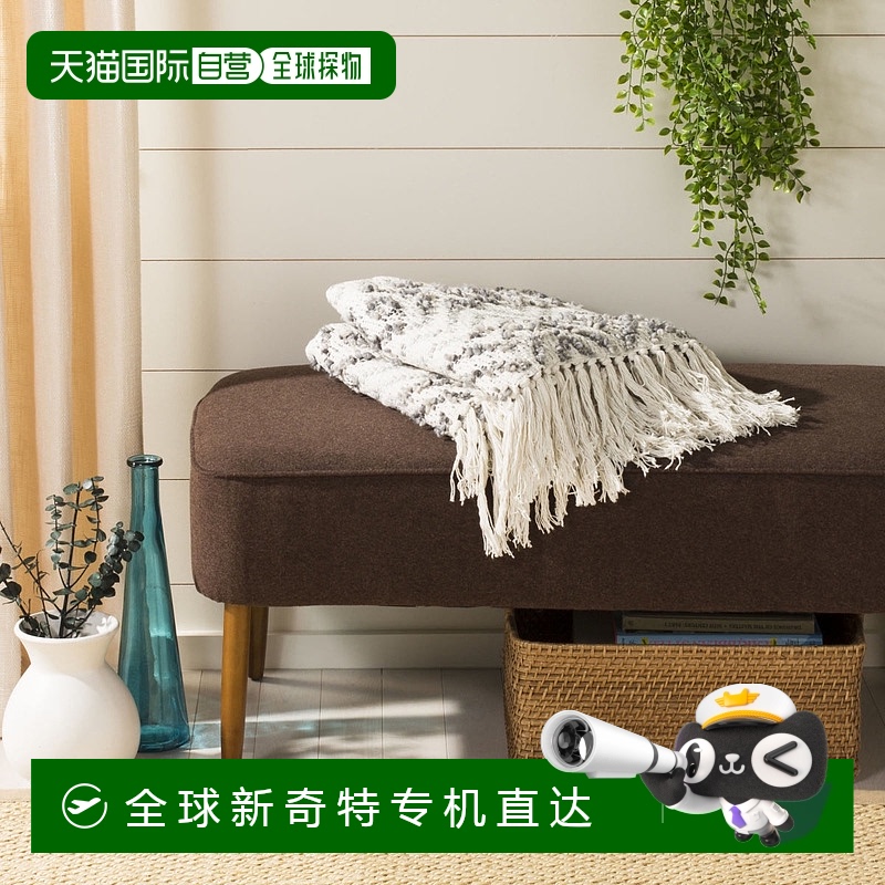 自营 Safavieh Santi 流苏披肩 - 灰色 / 白色 美国奥莱直发