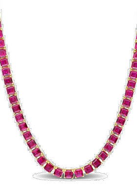 自营mimi & max48 1/2 CT TGW Created Ruby 网球项链镀黄金纯银