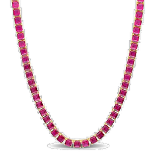 自营mimi & max48 1/2 CT TGW Created Ruby 网球项链镀黄金纯银