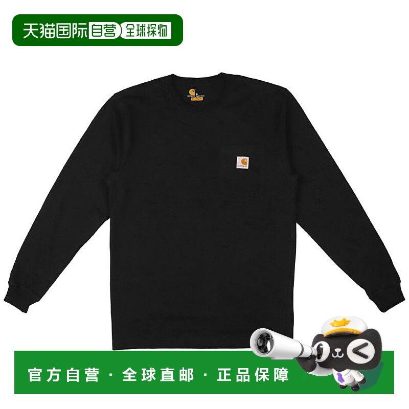 日本直邮Carhartt 男士长袖T恤带口袋纯色带Logo知名品牌美式休闲