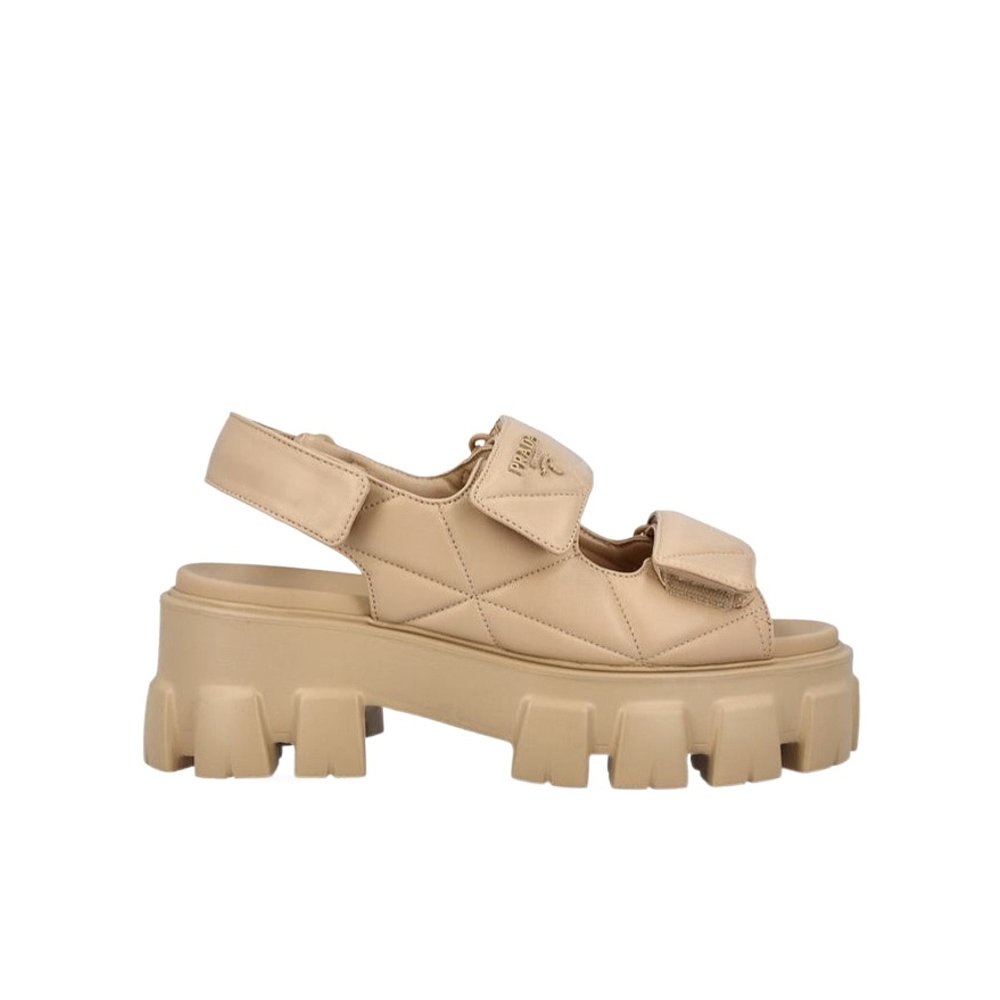 PRADA 女士凉鞋 1X439N038F0036 SS2025 黄色 Monolith 厚底凉鞋