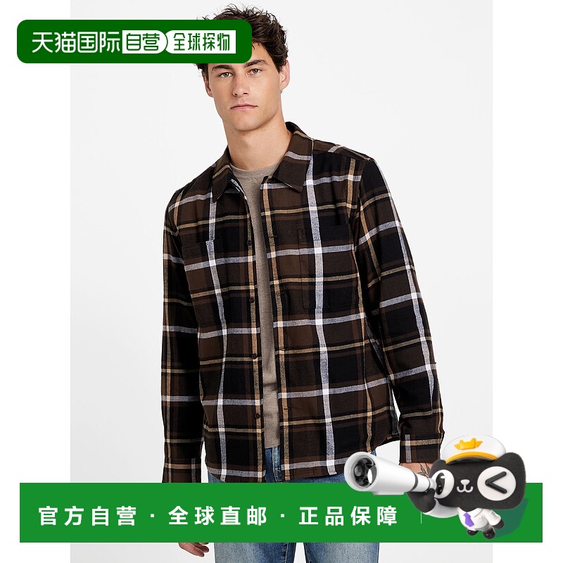 自营guessMason Plaid Pocket Shirt - khk- kha 美国奥莱直发