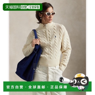 日本直邮Cable 羊毛羊绒半拉链毛衣针织连帽长袖