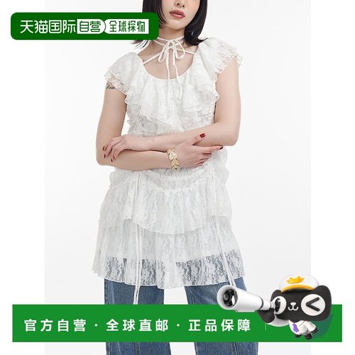 1h可退 日本直邮jouetie 女士蕾丝荷叶边系带迷你连衣裙 08254030