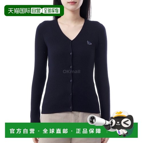 韩国直邮MAISON KITSUNE 小狐狸贴片细罗纹开衫(OW00501KT1091-P4