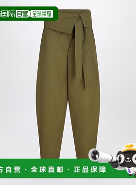 1h可退 香港直邮The Attico 女士 军装风绿色羊毛华达呢裤子 251W