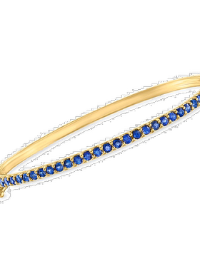 Ross-Simons 蓝宝石手镯 18 克拉金镀在纯银上 - 8 英寸 【美国奥