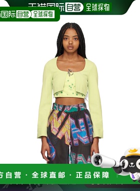 香港直邮潮奢 GANNI 甘尼 女士 绿色 Cropped 上装 F7831