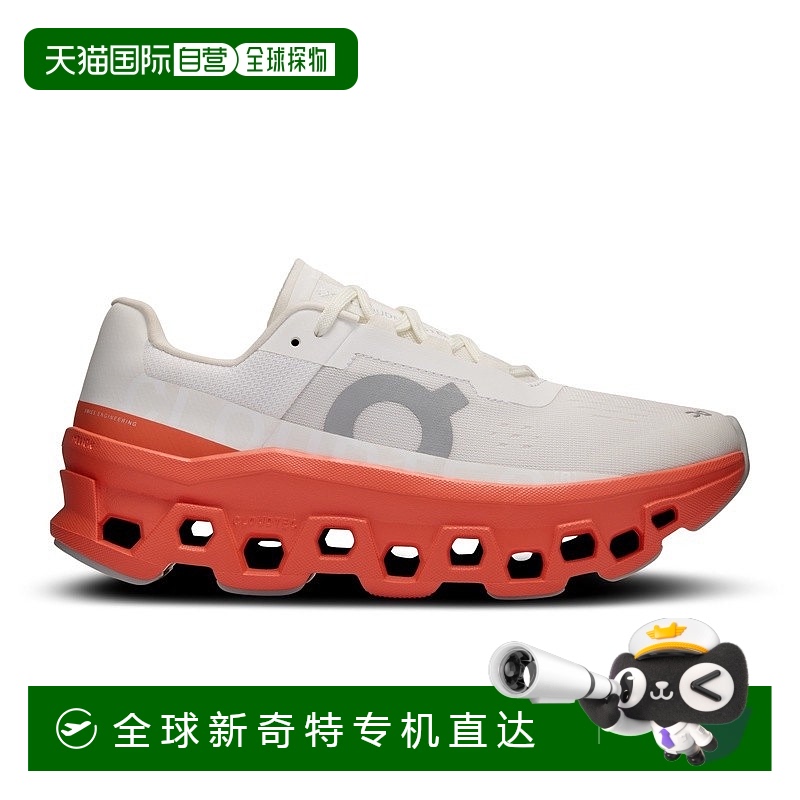 欧洲直邮On昂跑Cloudmonster系列女士白色/焰红色再生聚酯缓震跑