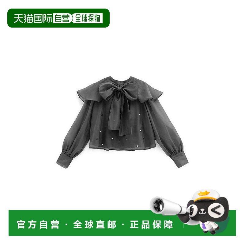 日本直邮日潮 GRL 蝴蝶结欧根纱珍珠衬衫 独特泡泡袖长袖TA121