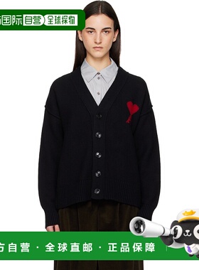 1h可退 香港直邮Ami Paris 女士 黑色 Wool Ami de Coeur 开衫 H2