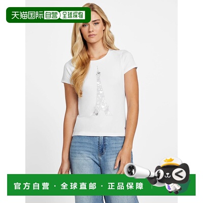 自营guessEco Audrey Paris Tee - pure white 美国奥莱直发