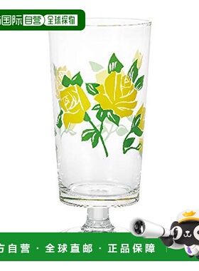 【日本直邮】ADERIA矮脚玻璃杯黄色蔷薇305ml日本制 1903