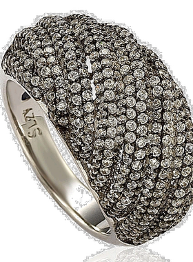 自营 Suzy Levian 熏黑纯银方晶锆石交叉戒指 - 黑色 美国奥莱直