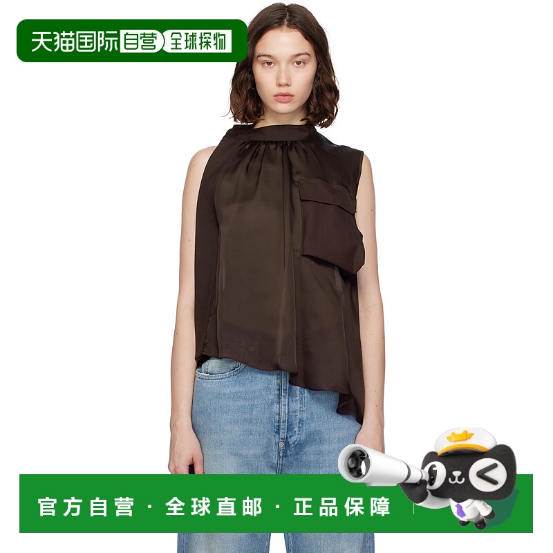 1h可退 香港直邮潮奢 Sacai 女士 棕色 Suiting Mix Pullover 上