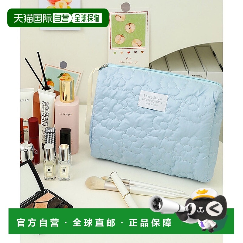 日本直邮florge 大容量花朵绗缝蓬松方形化妆包旅行包 FL8218DW07