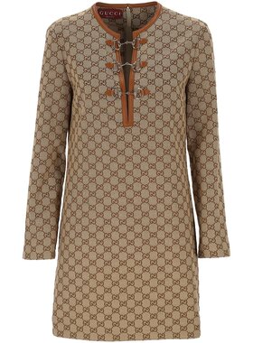 GUCCI 女士连衣裙 820404Z8BZA2190 SS2025 绿色 'GG' dress