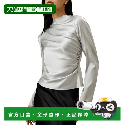自营lilysilkOblique Wave Silk Blouse for Women - silvergray