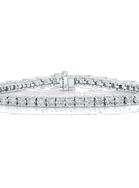 自营vir jewels2 克拉实验室培育钻石网球手链 14K 白金经典爪形
