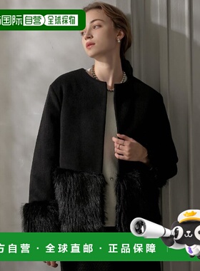 1h可退 日本直邮Re:EDIT 女装 异材质拼接仿毛领无领外套 140002