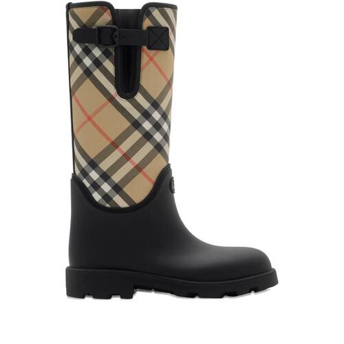 Burberry 巴宝莉 女士 黑色 Rubber Marsh Stamp 中筒靴 8111677