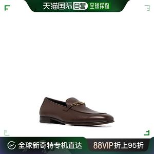 香港直邮Salvatore Ferragamo男士乐福鞋深咖色牛皮饰有金色徽标