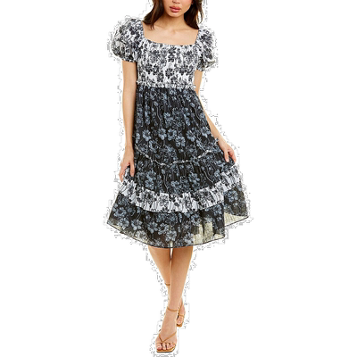 自营 Celina Moon 抽褶中长早秋新款连衣裙 黑色 美国奥莱直发