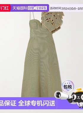 香港直邮1h可退 FARM RIO 女士 嵌花条纹亚麻中长连衣裙 344014L0