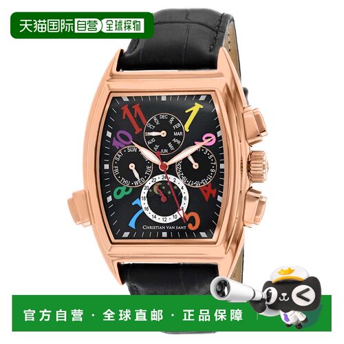 自营Christian Van Sant Men's Grandeur Black Rectangle 45mm -