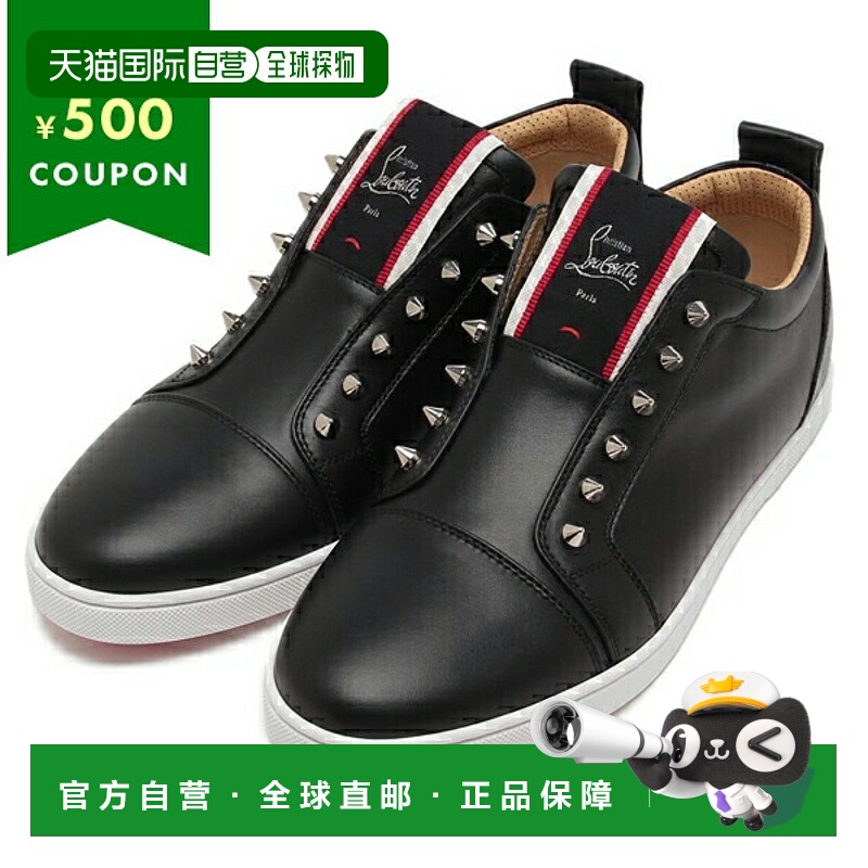 日本直邮Christian Louboutin 运动鞋一脚蹬铆钉黑红色男士 Chris