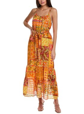 【美国奥莱】直发 Marie Oliver Kinley 亚麻混纺长裙 - 橙色