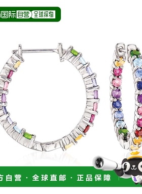 自营925 纯银 Ross-Simons 多宝石圈形耳环 - 多色 美国奥莱直发