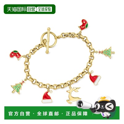 自营Ross-Simons Multi-Gemstone Christmas Charm Toggle Bracel