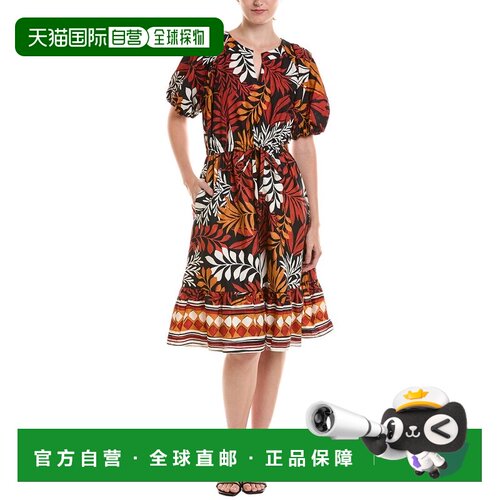自营Jones New York娇小分层泡泡袖v领连衣裙-灰色 美国奥莱直发